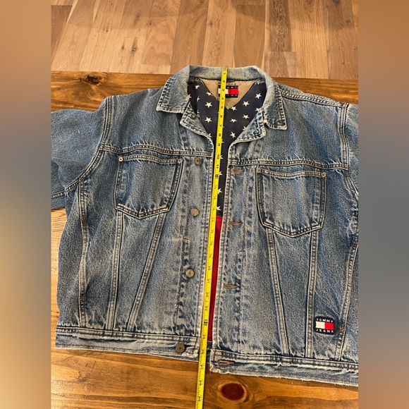 Vintage Rare Tommy Hilfiger Denim Jacket Big Logo Tommy Jeans Flag VTG Trucker - Picture 10 of 10